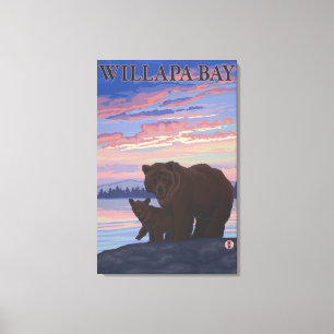 Willapa Bay, WashingtonBear and Cub Canvas Print