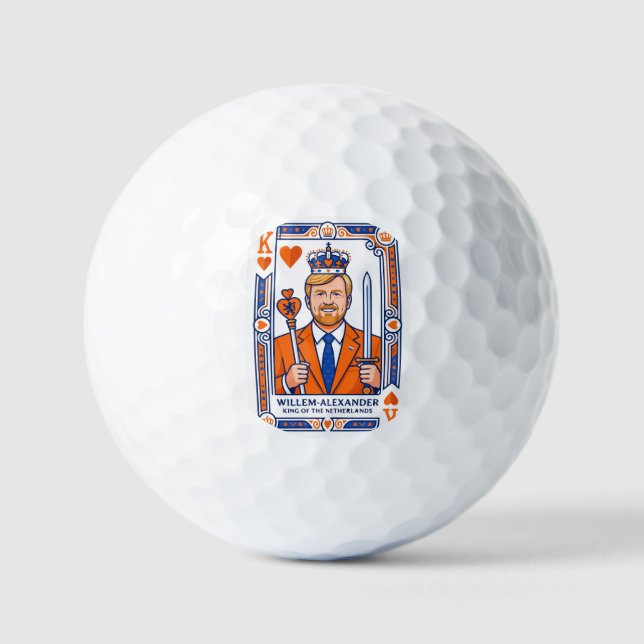 Willem-Alexander Speelkaart - Hartenkoning Konings Golf Balls (Front)