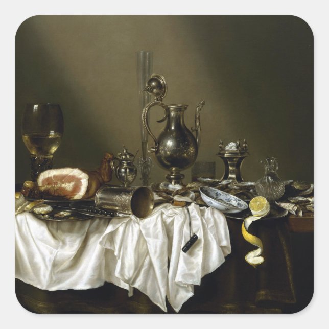 Willem Claesz Heda Banquet Piece with Ham Square Sticker (Front)