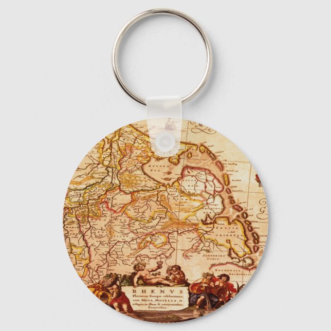 Willem Janszoon Blaeu Old German Map Collection Keychain (Front)