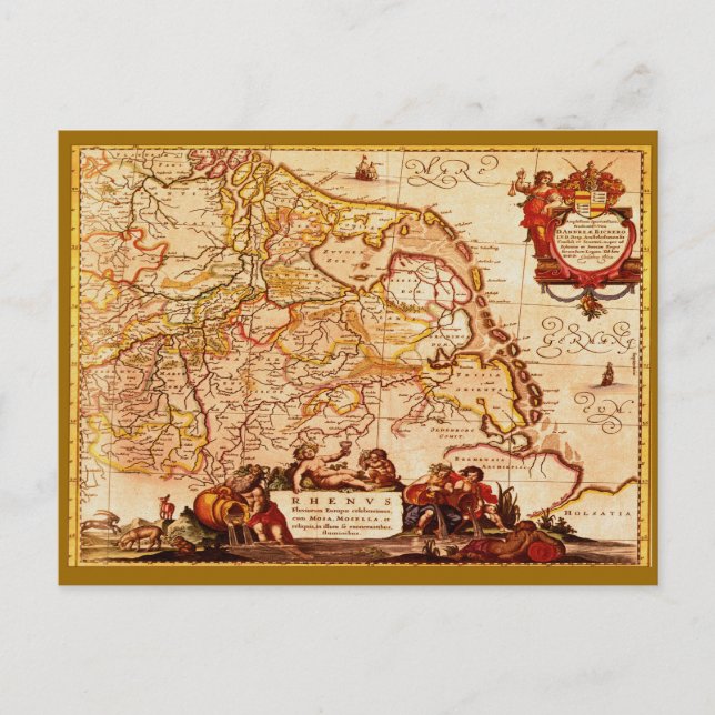 Willem Janszoon Blaeu Old German Map Collection Postcard (Front)