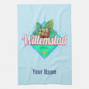 Willemstad Curacao Vacation Vintage Caribbean Kitchen Towel