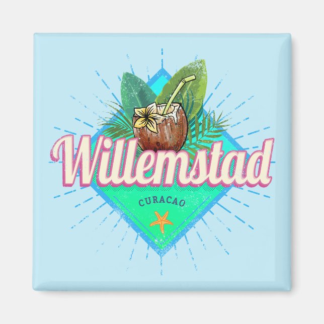 Willemstad Curacao Vacation Vintage Caribbean Magnet (Front)
