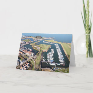 Willemstad in the Netherlands with modern port. Card