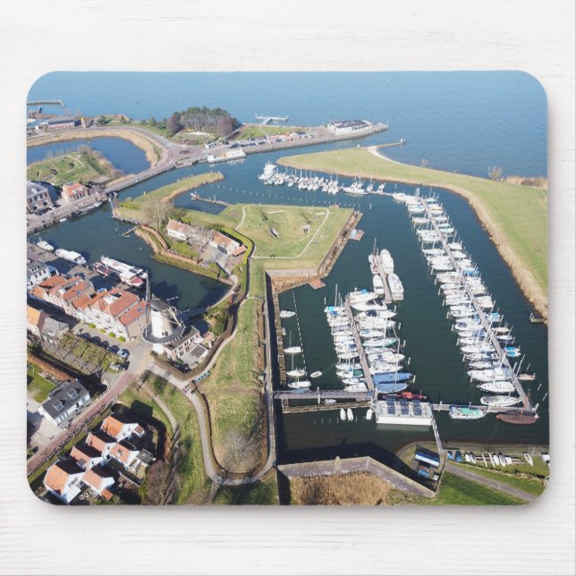 Willemstad in the Netherlands with modern port. Mouse Pad (Front)