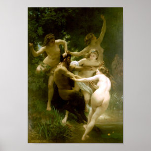 William-Adolphe Bouguereau-Nymphs and Satyr Poster