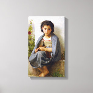 William-Adolphe Bouguereau - The Little Knitter Canvas Print