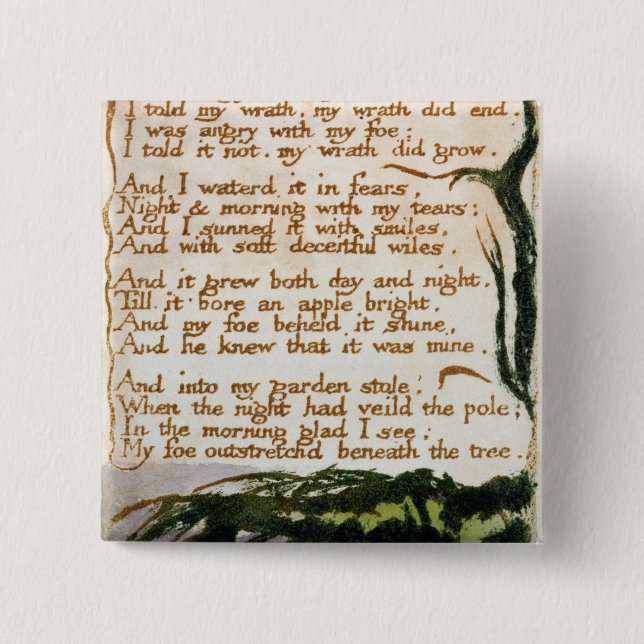 William Blake | A Poison Tree 2 Inch Square Button (Front)