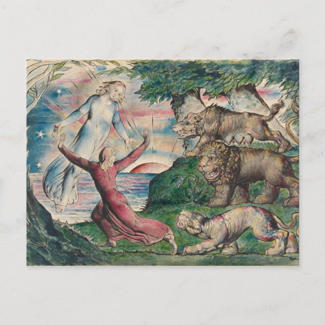 William Blake - Dante Running From The Three Beast Postcard (Front)