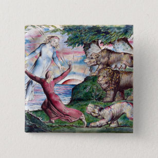 William Blake Dante Running From the Three Beasts 2 Inch Square Button