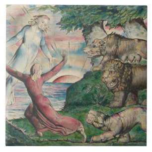 William Blake -Dante Running from the three Beasts Tile
