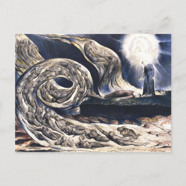 William Blake Lovers' Whirlwind illustrates Hell Postcard (Front)
