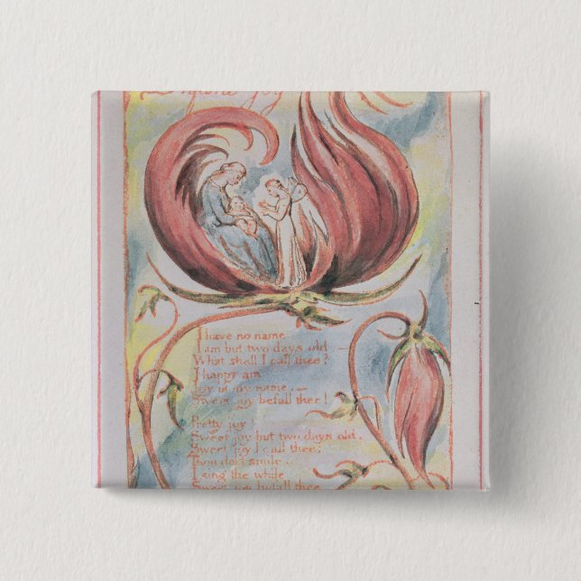 William Blake | Songs of Innocence; Infant Joy, 17 2 Inch Square Button (Front)