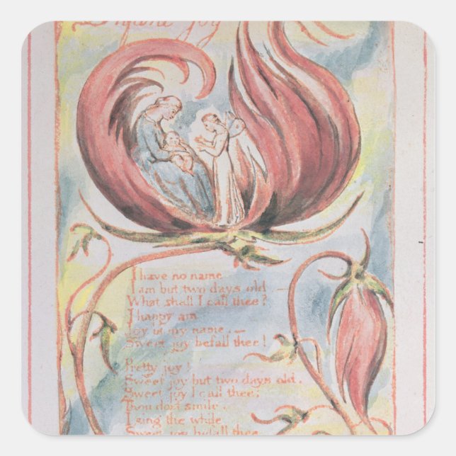 William Blake | Songs of Innocence; Infant Joy, 17 Square Sticker (Front)