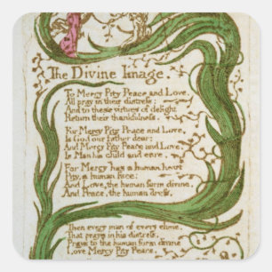 William Blake The Divine Image, from Songs of In Square Sticker