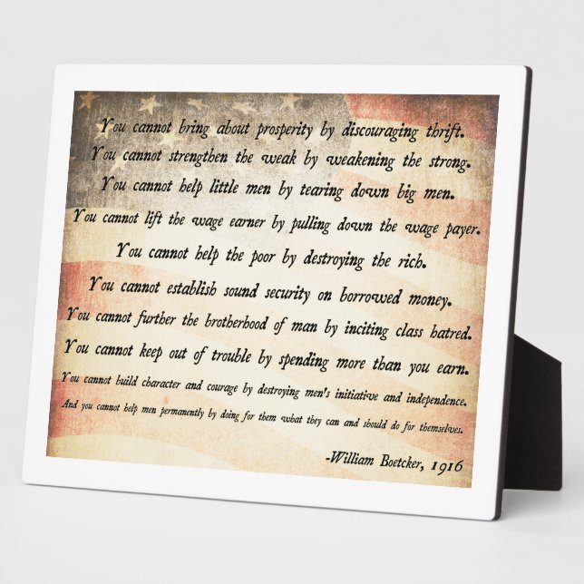 William Boetcker Quote Plaque (Side)