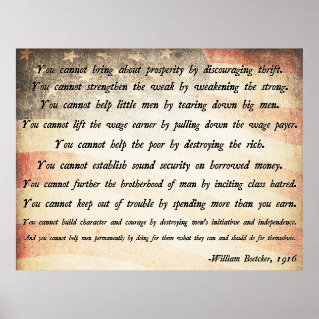 William Boetcker Quote Poster (Front)
