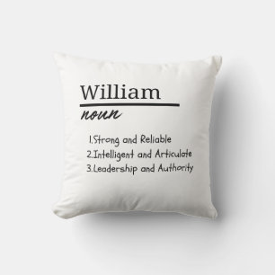 William, Boy Personalized Name Definition Throw Pillow