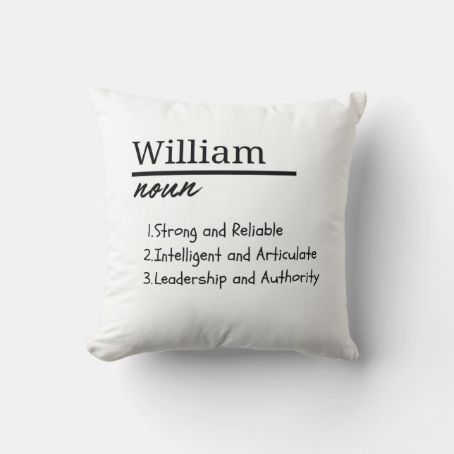 William, Boy Personalized Name Definition Throw Pillow (Front)