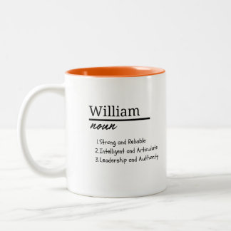 William, Boy Personalized Name Definition Two-Tone Coffee Mug