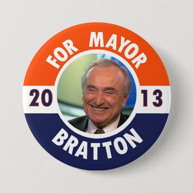 William Bratton for NYC Mayor in 2013 3 Inch Round Button (Front)