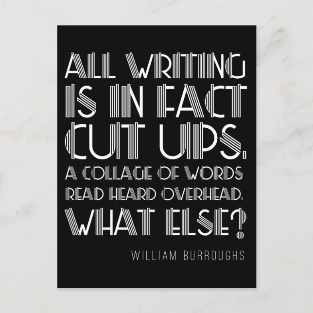 William Burroughs "Cut Ups" Writing Postcard (Front)