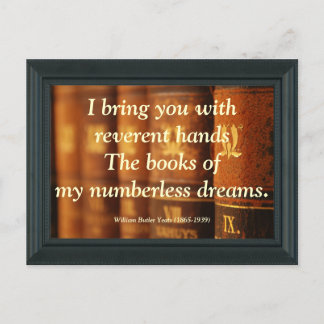 William Butler Yeats on books Postcard