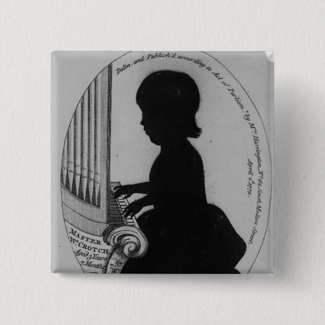 William Crotch Playing the Organ 2 Inch Square Button (Front)
