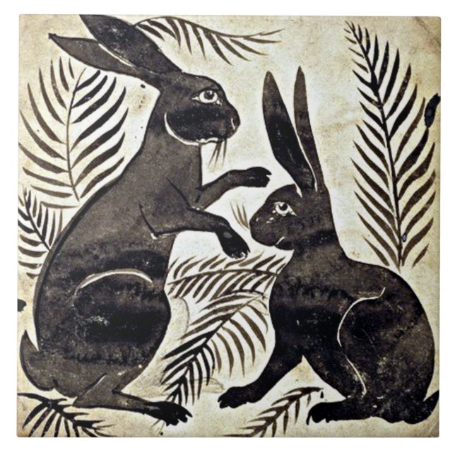 William De Morgan Rabbits Tile (Front)