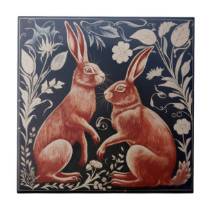 William De Morgan Two Hares  Tile