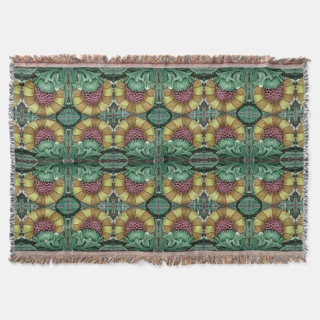 William De Morgan Victorian Textiles Throw Blanket (Front)