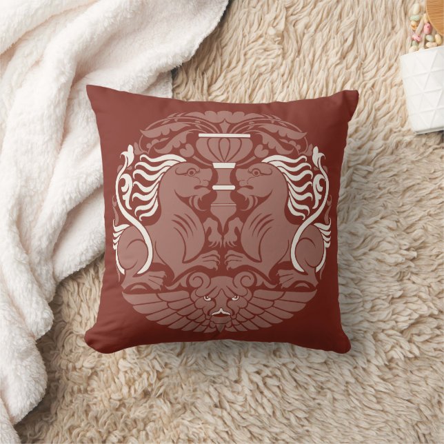 William De Morgan's Lions Throw Pillow (Blanket)