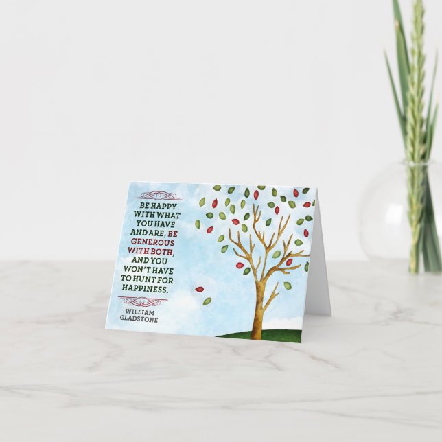 William Gladstone Inspirational Quote "Happiness" Thank You Card (Front)