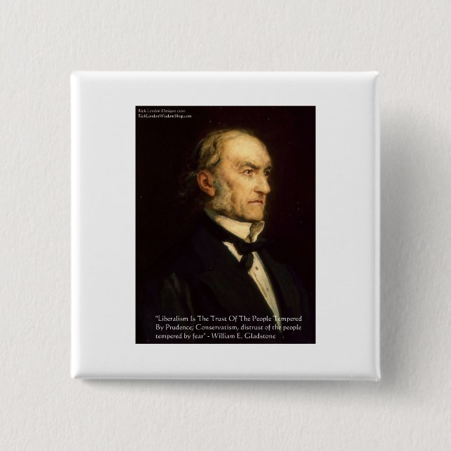 William Gladstone "Liberals & Conservative" Gifts 2 Inch Square Button (Front)