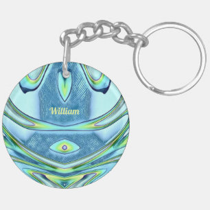 WILLIAM ~ Green Yellow Blue Circular Acrylic ~  Keychain
