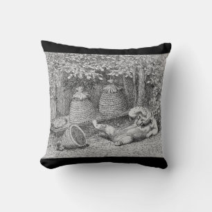 William H. Beard - Bear Stung by Bees Throw Pillow