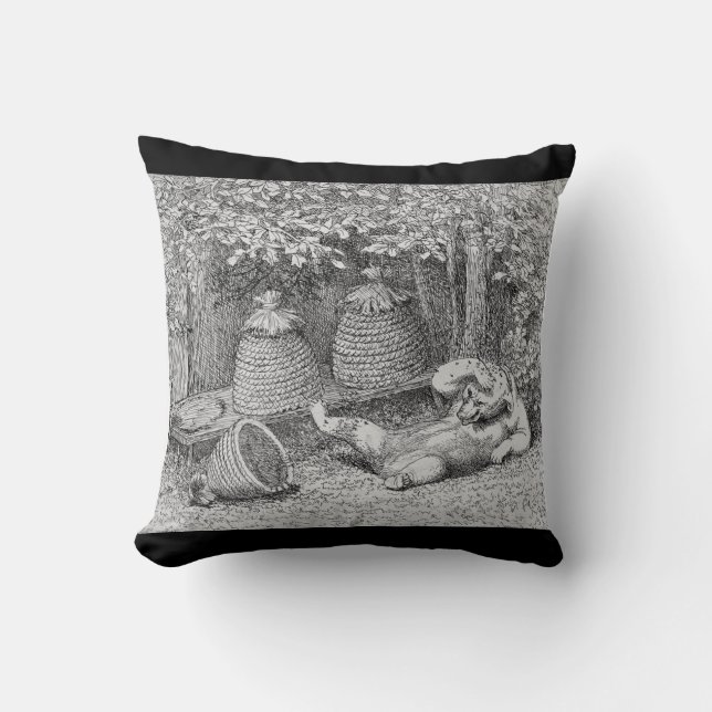 William H. Beard - Bear Stung by Bees Throw Pillow (Front)