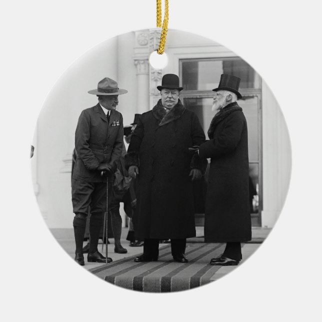 William H. Taft, James Bryce & Archibald W. Butt Ceramic Ornament (Front)