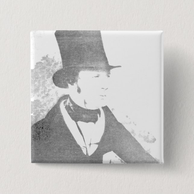 William Henry Fox Talbot  1844 2 Inch Square Button (Front)