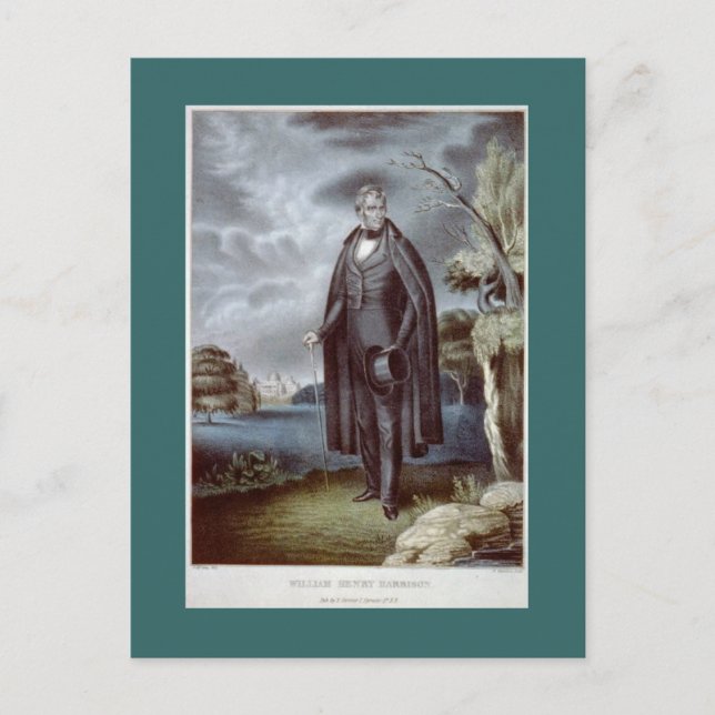 William Henry Harrison portrait postcard (Front)
