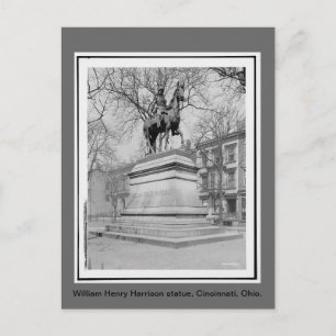 William Henry Harrison statute, vintage photo Postcard