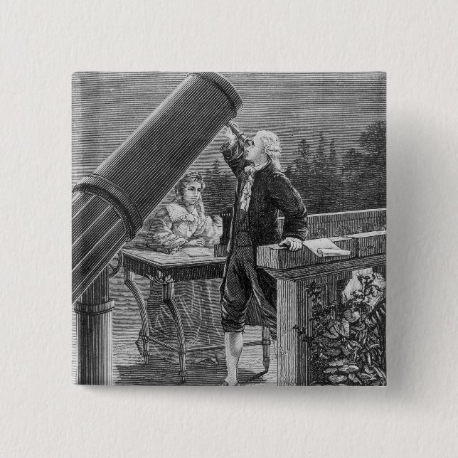 William Herschel  Discovers the Planet Uranus 2 Inch Square Button (Front)