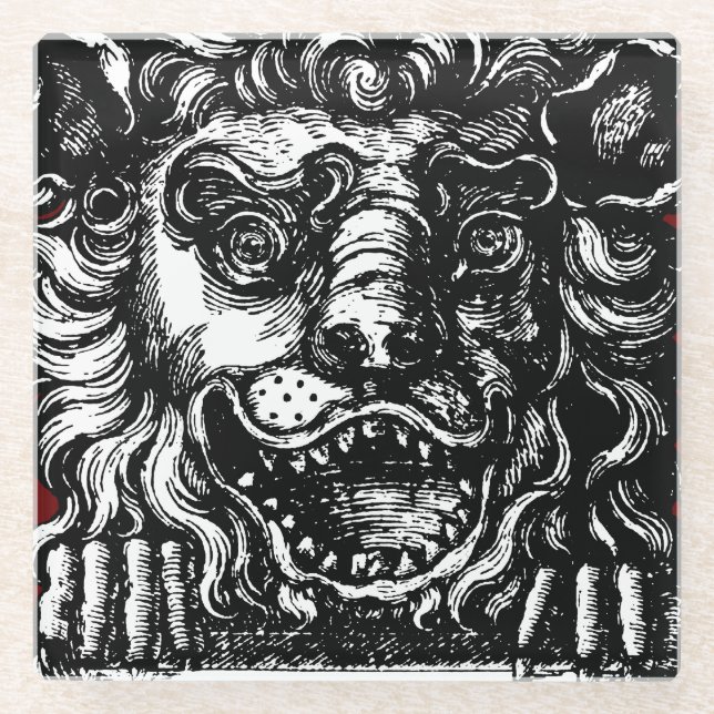 William Hogarth's Lion's Head Button's Tavern  Glass Coaster (Front)