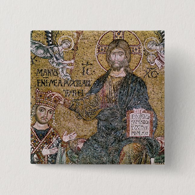 William II King of Sicily 2 Inch Square Button (Front)