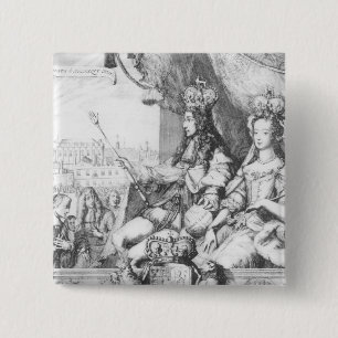 William III  and Mary II 2 Inch Square Button