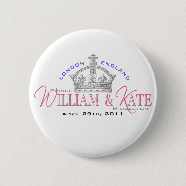 William & Kate Royal Wedding 2 Inch Round Button (Front)