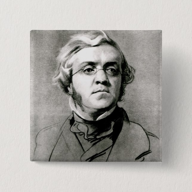 William Makepeace Thackeray 2 Inch Square Button (Front)