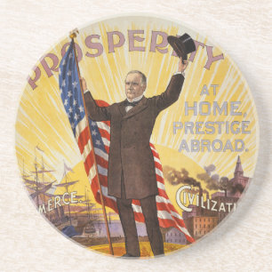 William McKinley Campaign Poster Gold Standard Coaster