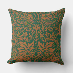 William Morris 1881 Birds, Rabbit Floral Pattern  Throw Pillow