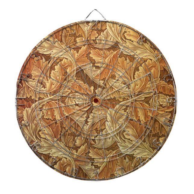 William Morris Acanthus Brown Autumn Leaves Dartboard (Front)